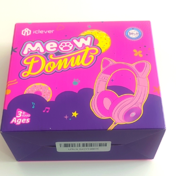 iClever Meow Donut Kids Foldable Over Ear Headphones - Age 3+ NIB - Picture 1 of 4